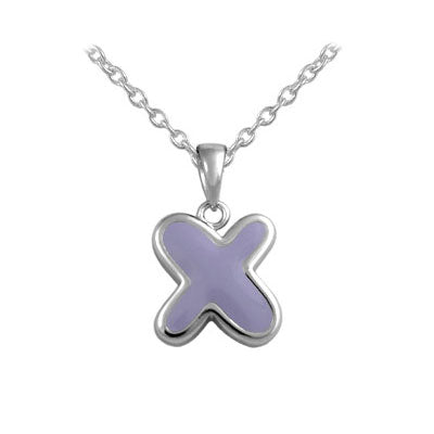 Girls Jewelry - Sterling Silver Color Enameled Initial Pendant Necklace (12-18 in)