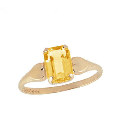 10K Yellow Gold Children & Teen Heart Shaped Birthstone Ring (size 4 1/2) 1