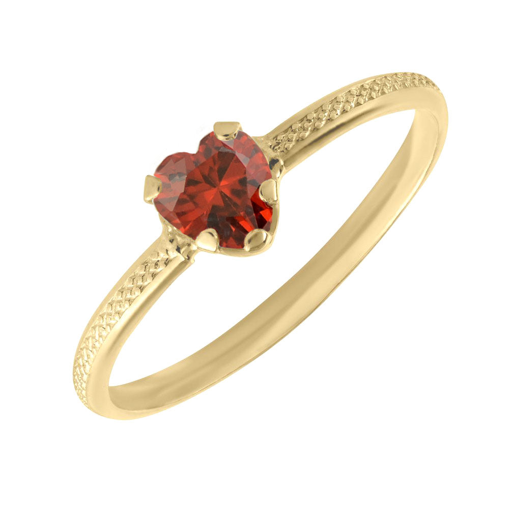 10K Yellow Gold Heart Birthstone Ring For Toddlers And Children (size 3 1/2)