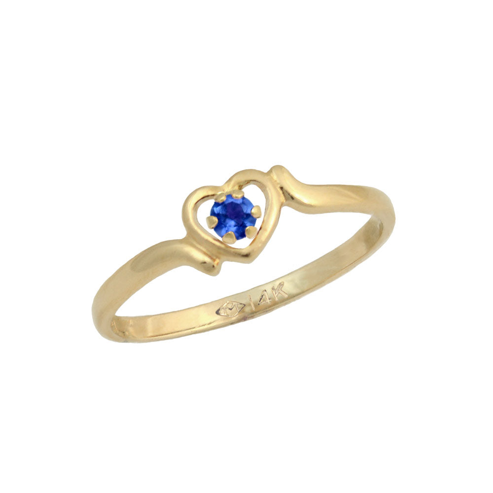 Size 3 1/2 Children's 14K Yellow Gold Heart Shaped Genuine Birthstone Ring