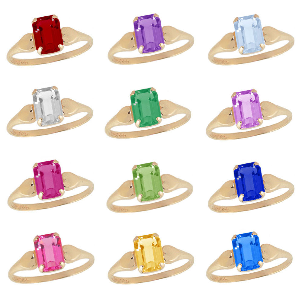 10K Yellow Gold Children & Teen Heart Shaped Birthstone Ring (size 4 1/2) 2