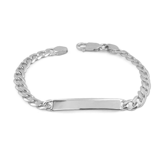 Boys Jewelry - 6 Or 7 Inches Sterling Silver Curb Link ID Bracelet