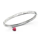 Girls Sterling Silver Heart Oval Diamond Bangle Bracelet (5 3/4 in) 1