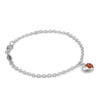 Sterling Silver Birthstone Enamel Flower Heart Charm Girls Bracelet