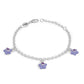 Sterling Silver Girls Birthstone Enamel Star Charm Bracelet (5 1/2-6 1/2 In)