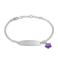 Sterling Silver Birthstone enamel Star Charm ID Bracelet For Girls