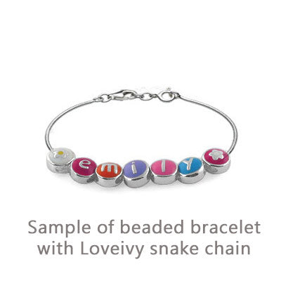 Girl's Sterling Silver Snake Chain For beaded Bracelet (6 1/4 or 7 in)