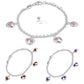 Girl's Sterling Silver Purple/Red/Pink Enamel Heart Charms Adjustable Bracelet 2