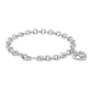 Girls Silver Pink Sapphire Heart Shape Peace Sign Charm Bracelet (6 3/4 in) 1