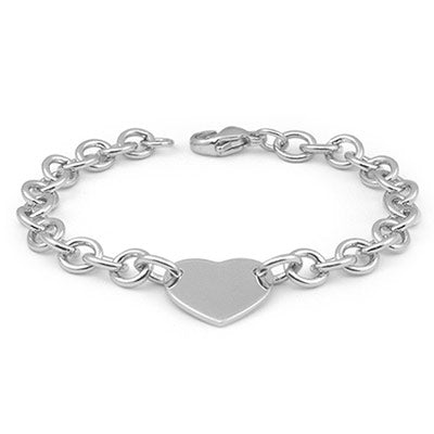 Child & Teen Jewelry - Sterling Silver Heart Tag Rolo Chain Bracelet (6 1/2 in) 1