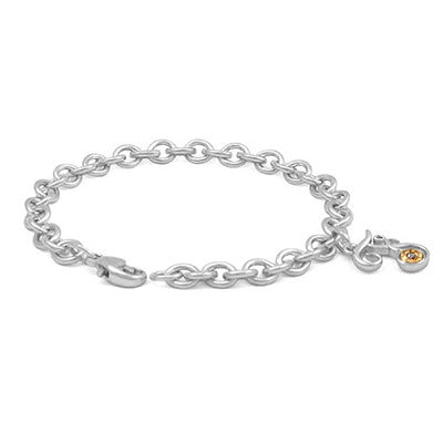 6 3/4 In Silver & 14K Gold Diamond Initial F Charm Bracelet For Girls 1