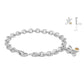 6 3/4 In Silver & 14K Gold Diamond Initial H Charm Bracelet For Girls 1