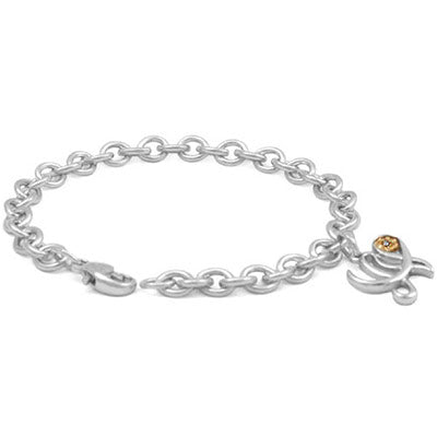 6 3/4 In Silver & 14K Gold Diamond Initial N Charm Bracelet For Girls 1