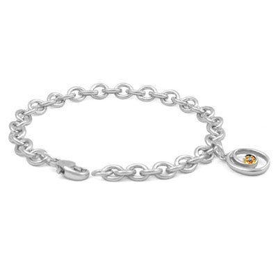 6 3/4 In Silver & 14K Gold Diamond Initial O Charm Bracelet For Girls 1