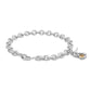 6 3/4 In Silver & 14K Gold Diamond Initial T Charm Bracelet For Girls 1