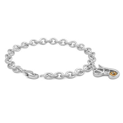 6 3/4 In Silver & 14K Gold Diamond Initial Y Charm Bracelet For Girls 1
