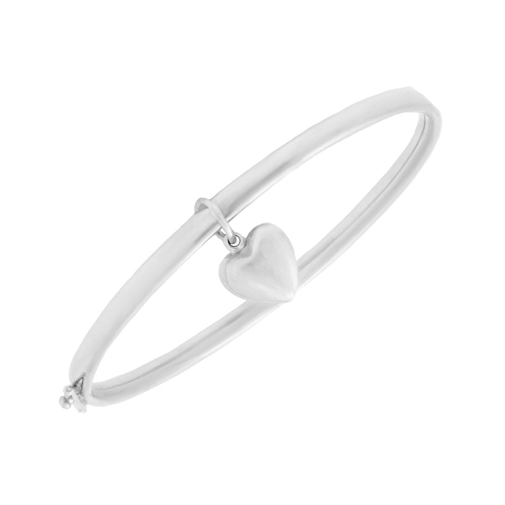 Toddlers & Kids 14K Yellow Or White Gold Dangling Heart Charm Bangle Bracelet (5 1/2 in)