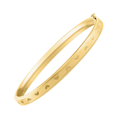 Baby And Toddler Jewelry - 14K Gold All Around Heart Bangle Bracelet For Girls 1
