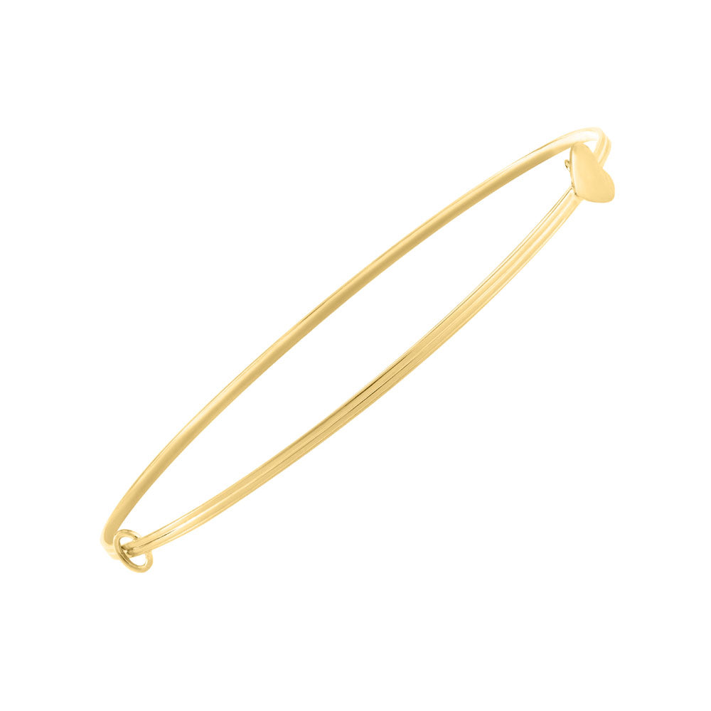 Little Girls 14K Yellow Gold Heart Adjustable Bangle Bracelet (up to 6 in) 1