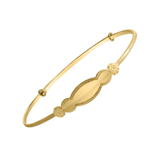 Girls Jewelry - 14K Yellow Gold Adjustable Bangle ID Bracelet (4 1/2-6 1/2 in)