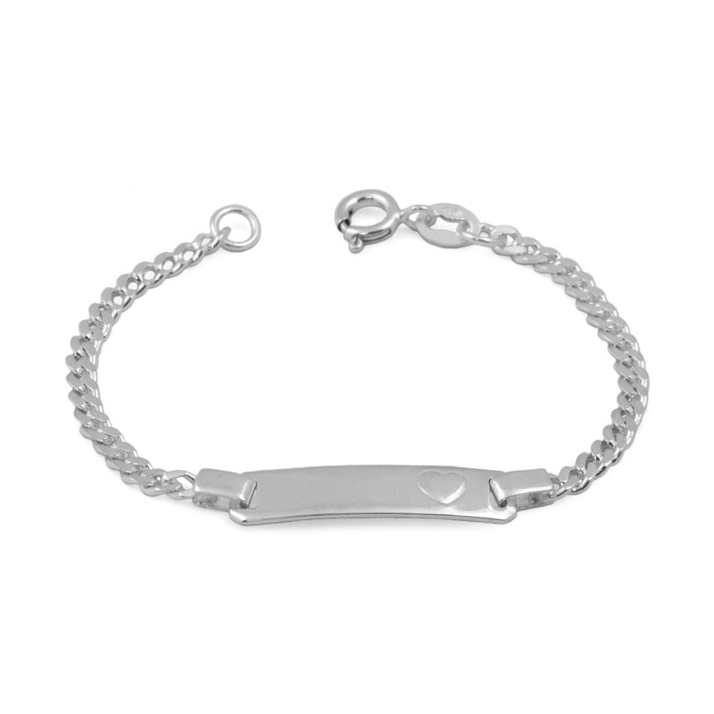 Girl's Jewelry - 5 or 6 Inches Sterling Silver Heart ID Bracelet