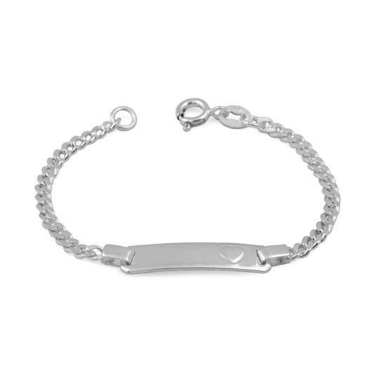Girl's Jewelry - 5 or 6 Inches Sterling Silver Heart ID Bracelet 1