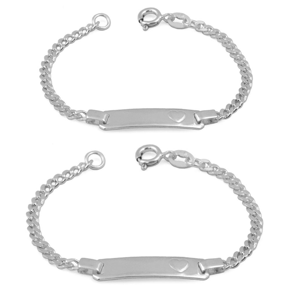 Girl's Jewelry - 5 or 6 Inches Sterling Silver Heart ID Bracelet 2