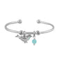 Kids Sterling Silver Bird/Turquoise Quartz Drop Cuff Bracelet (5-7 in) 1