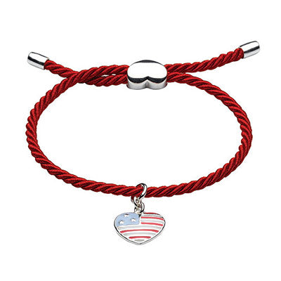 Children And Teens Jewelry - Silver Stars And Stripes Heart Bracelet 1