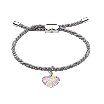 Children And Teens Jewelry - Silver Enamel Union Jack Heart Bracelet 1