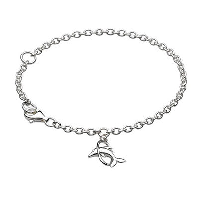 Kid's Sterling Silver Dolphin Through Hoop Charm Bracelet (5 1/4-6 1/4 inch) 1