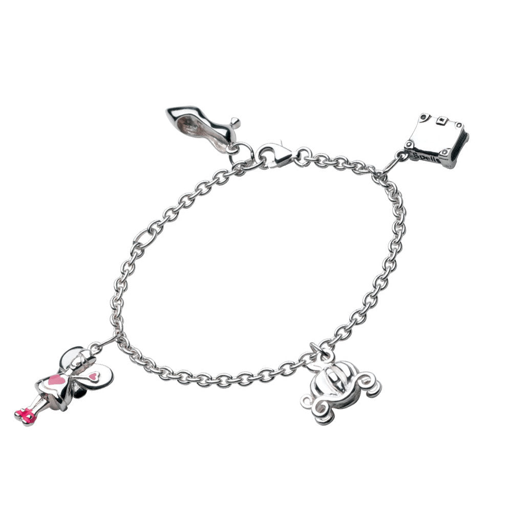 5 or 6 In Kids Silver Pink Enamel Fairy Godmother Bracelet For Girls 1