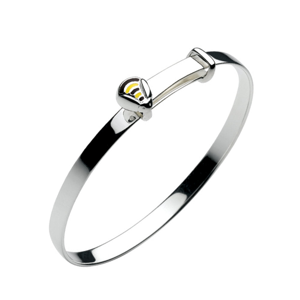 Sterling Silver Adjustable Enameled Bumble Bee Kids Bangle Bracelet (up to 6 in) 1