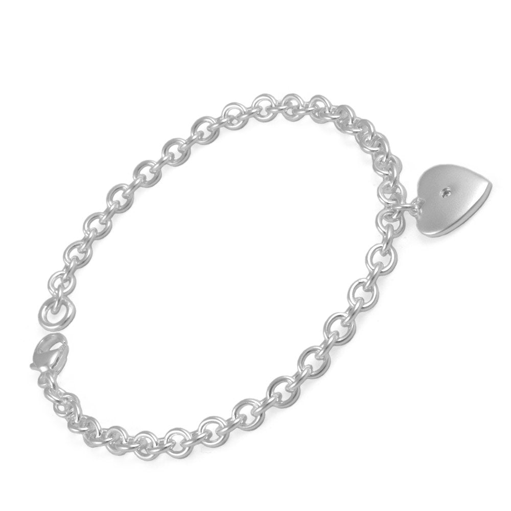 Loveify 6 1/2 In Toddlers And Children Silver Diamond Heart Charm Bracelet ...