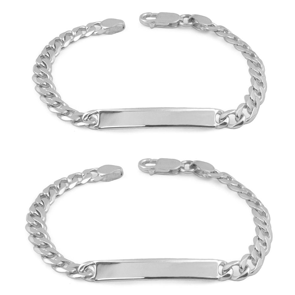 Boys Jewelry - 6 Or 7 Inches Sterling Silver Curb Link ID Bracelet 2