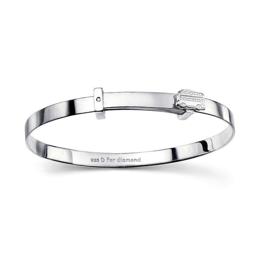 Children Sterling Silver Wheels on the Bus Diamond Accent Bangle (up to 6 in) 1