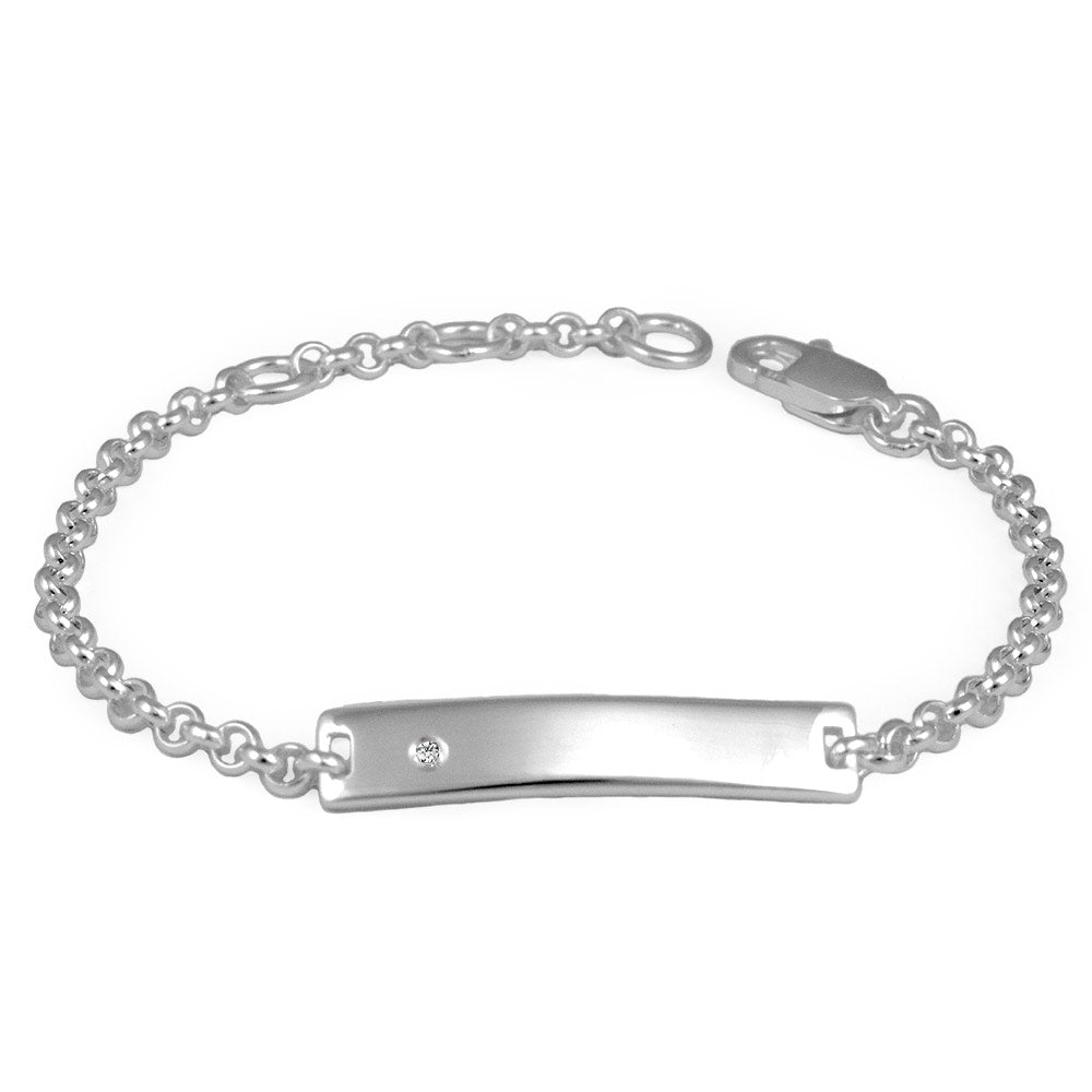 Baby And Toddler Jewelry - Silver Adjustable Rolo Chain ID Bracelet (4 1/2-5 1/2 in)