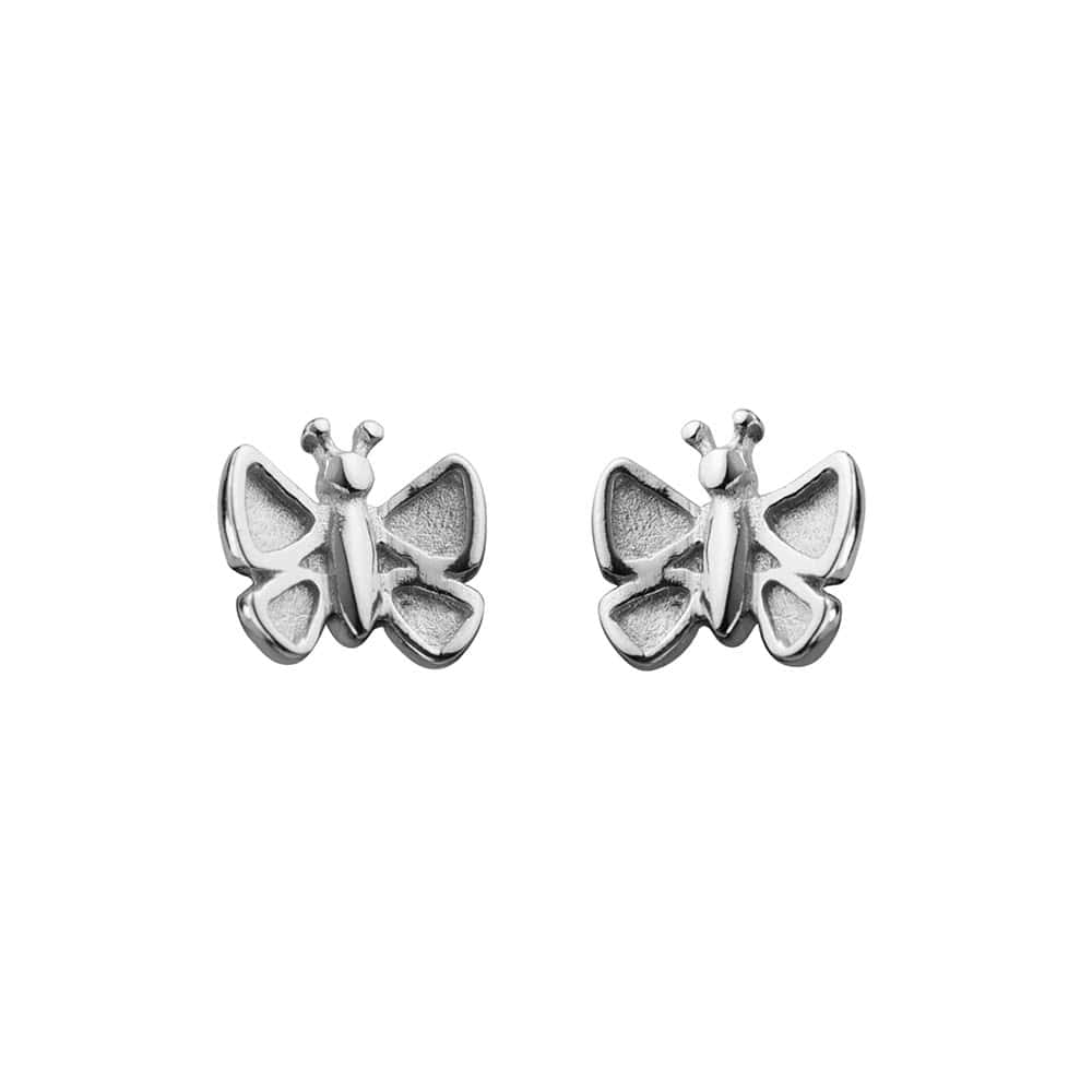 Children Jewelry For Girls - Sterling Silver Butterfly Stud Earrings 1