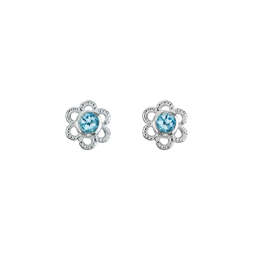 Sterling Silver Birthstone Flower Earrings For Girls Of All Ages