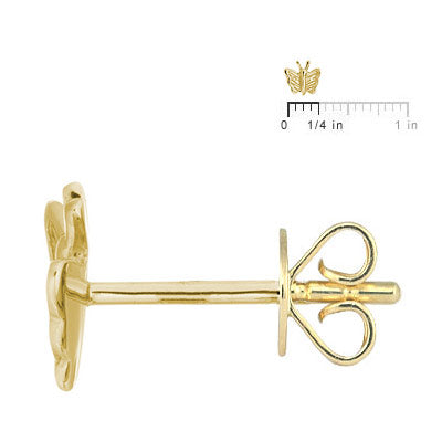 Fine Jewelry For Girls - 14K Yellow Gold Butterfly Stud Earrings 2
