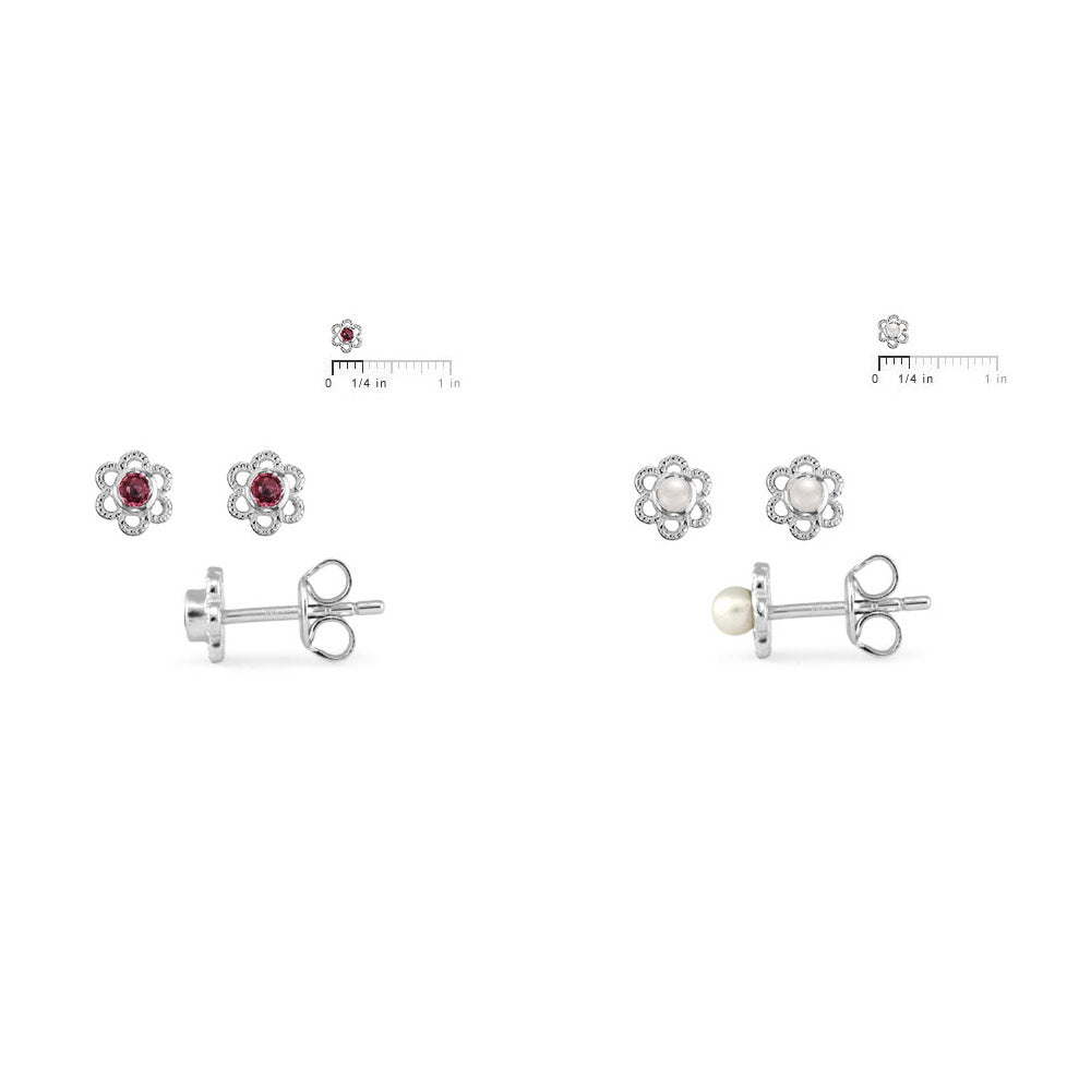 Sterling Silver Birthstone Flower Earrings For Girls Of All Ages 3