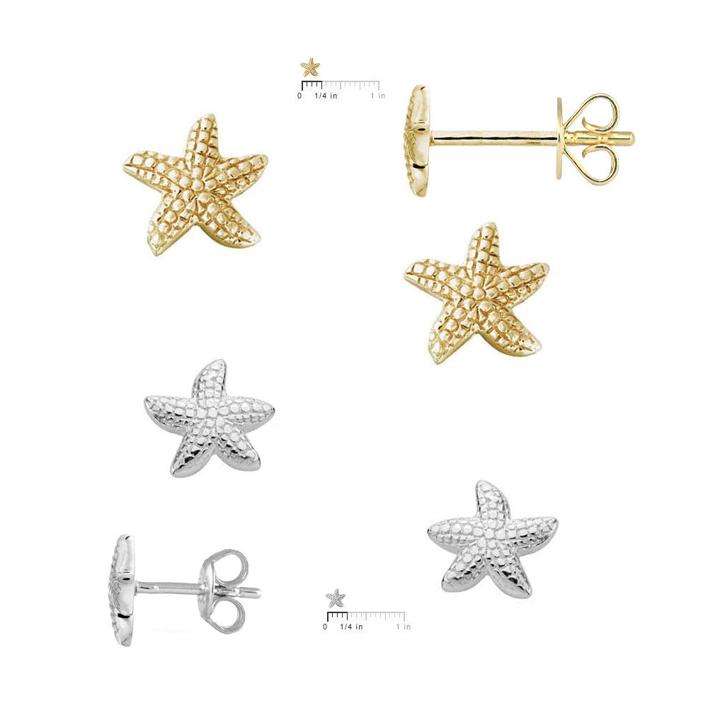 Kids 14K Yellow Gold/Sterling Silver Starfish Stud Earrings For Girls 2