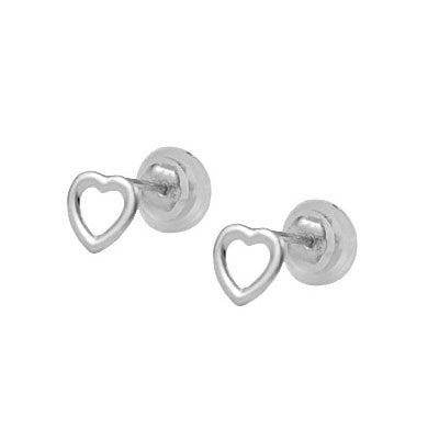 Baby And Toddler Jewelry - 14K Yellow and White Gold Heart Shaped Silicone Back Earrings 1