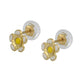 Little Girl 14K Yellow Gold Pink/White Flower Silicone Back Stud Earrings 1