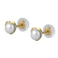 Girls 14K Yellow/White Gold Cultured Pearl Heart/Flower Shaped Silicone Back Earrings 1