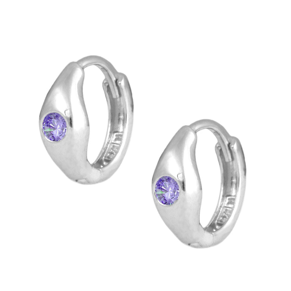 Children's Jewelry - Sterling Silver Birthstone Huggie Hoop Earrings