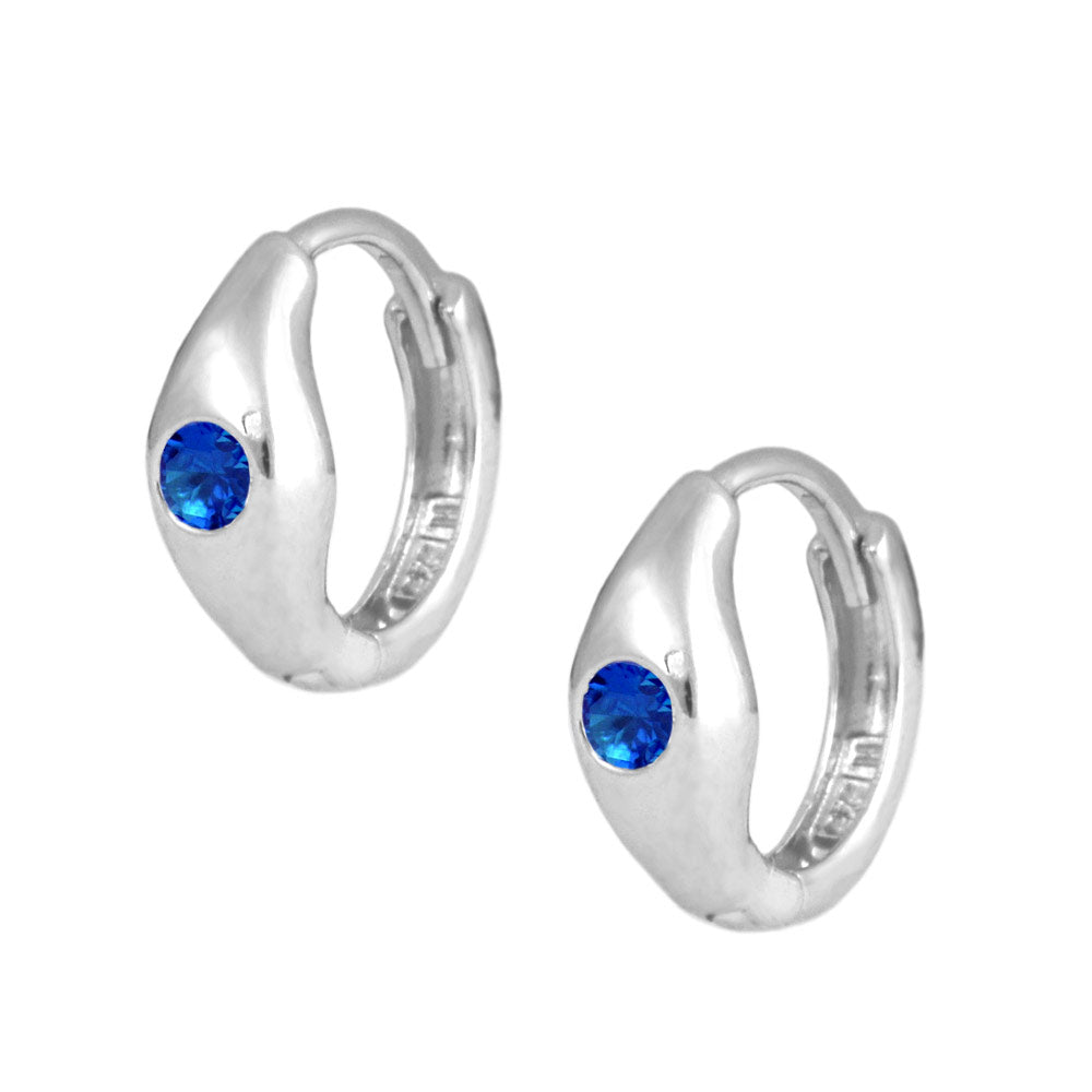 Children's Jewelry - Sterling Silver Birthstone Huggie Hoop Earrings