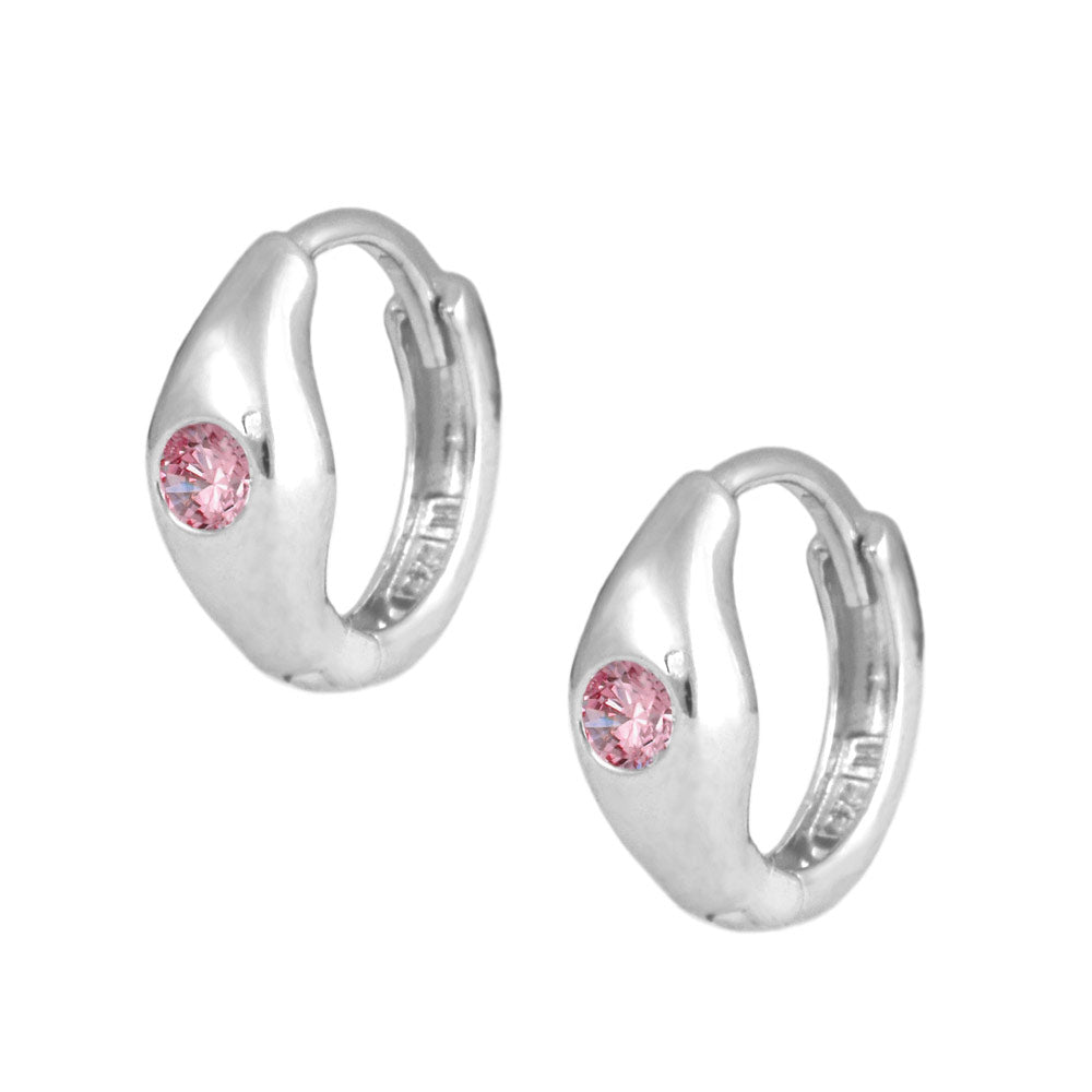 Children's Jewelry - Sterling Silver Birthstone Huggie Hoop Earrings