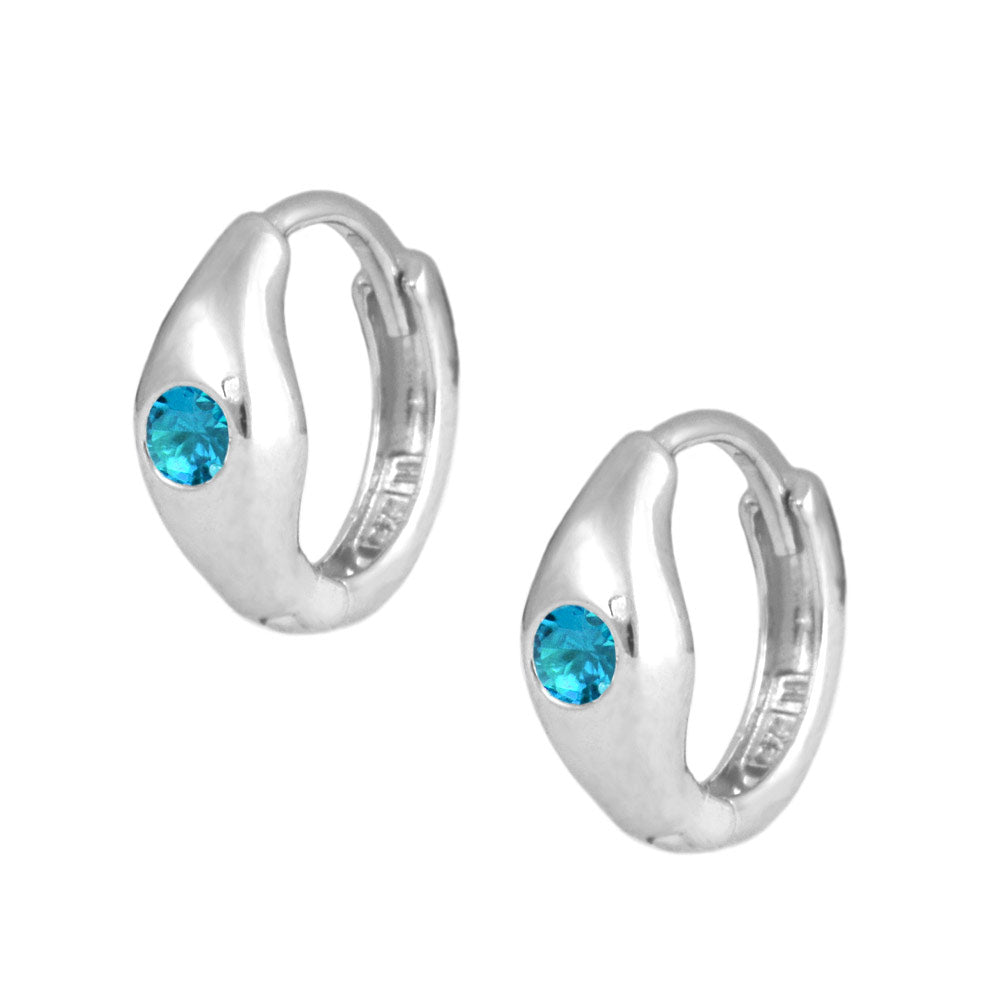 Children's Jewelry - Sterling Silver Birthstone Huggie Hoop Earrings