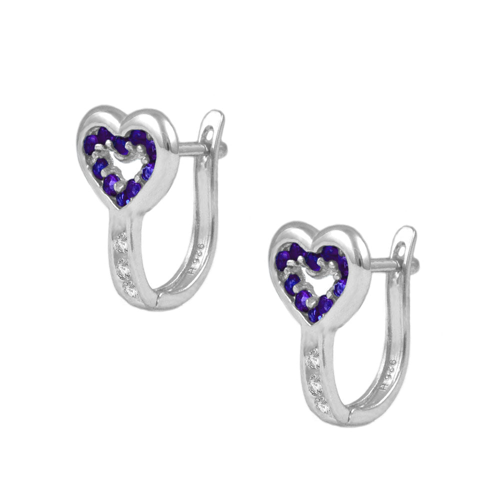 Children & Teens Sterling Silver Heart Shaped Birthstone Latch Back Earrings